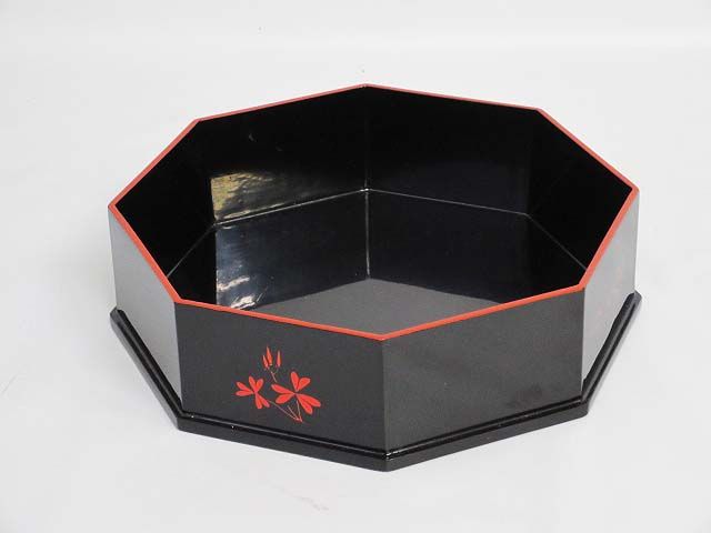 会津塗　八角菓子鉢　四君子　菓子器　塗