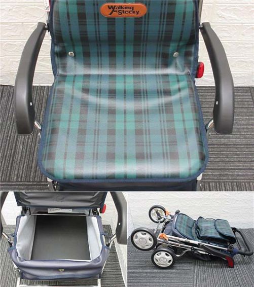 クリックで拡大 幸和製作所 シルバーカー walking Stecky チェックグリーン - 画像2
