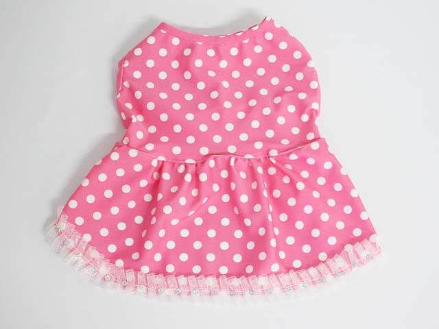 ハンドメイド　わんこの服　Sサイズ　ドット柄　ピンク　犬服