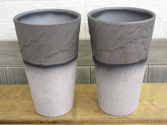 植木鉢　2個セット　グレー系　6号　輸入雑貨