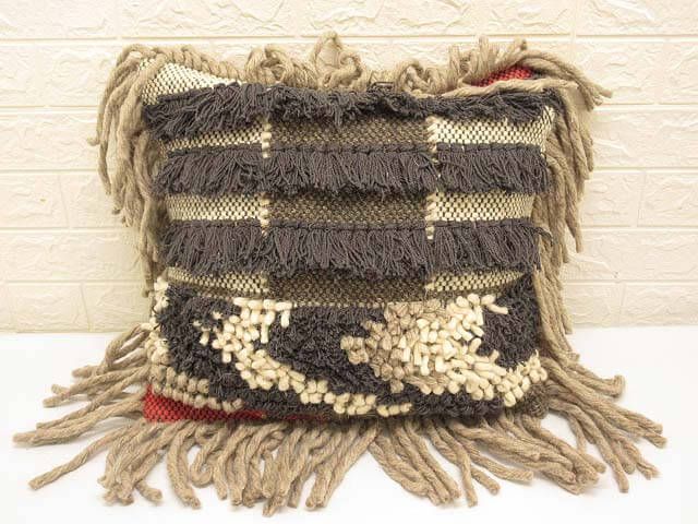ニットクッション　47×47cm　ブラウン　輸入雑貨