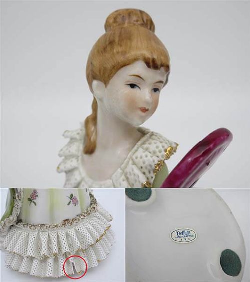 クリックで拡大 西洋陶器 ドマン 陶器人形 ドレス 女性 グリーン - 画像3