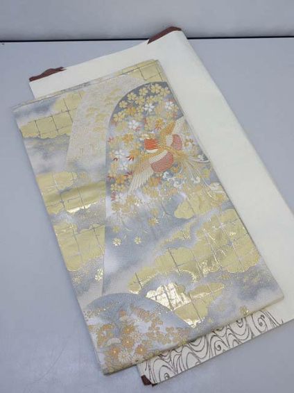 袋帯　24K二重箔　天平花鳥文　ゴールド系　金糸　正絹？