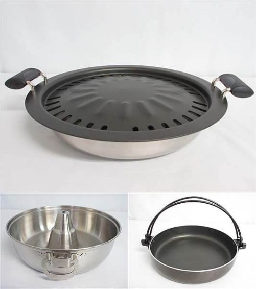 家庭用炭焼風焼肉器　麦飯石　3点セット　断熱シート付き