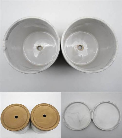 植木鉢　4号　2個セット　陶器製　輸入雑貨　白×金