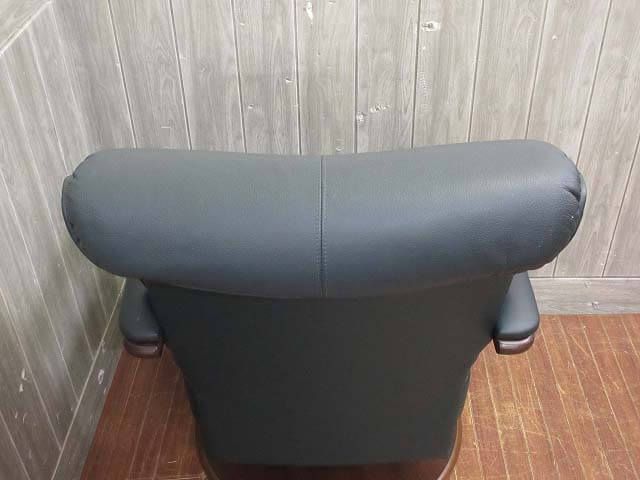 冨士ファニチア　ダイニングチェア　こげ茶×緑　回転　肘掛け付き