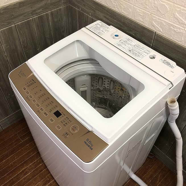 クリックで拡大 洗濯機 8kg ヤマダ 大型 縦型 ホワイト×ゴールド 取扱説明書付き - 画像2