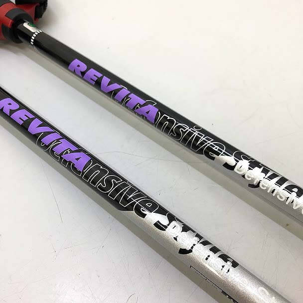 ウォーキングポール　2本組　シルバー　伸縮可　石突付き　シナノ　レビータ　黒×紫　ノルディックポール　SHINANO　REVITA