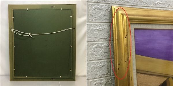 額装　油彩　79×91cm　工具　作業場　庭　日常