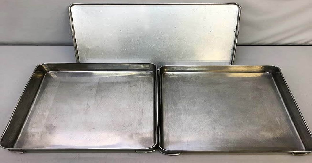 クリックで拡大 ステンレスバット 2枚&蓋セット 40×30cm 金属バット ステンレス製 - 画像2