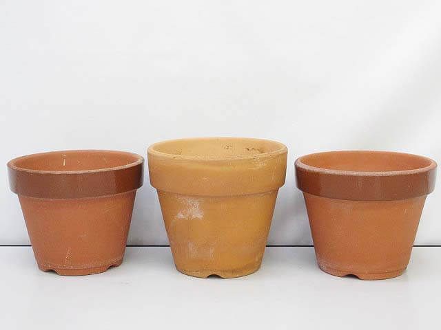 植木鉢　ブラウン　3個セット　5号　陶器製　茶