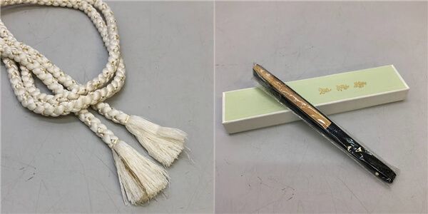 クリックで拡大 帯揚げ・帯締め・末広扇子 3点セット 元箱入り 和装小物 帯揚げ帯締めセット - 画像3