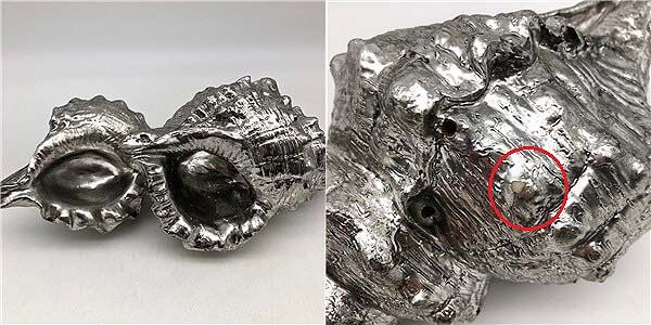 クリックで拡大 貝殻 オブジェ 2個セット シルバー シェル 海 飾り 銀色 - 画像3