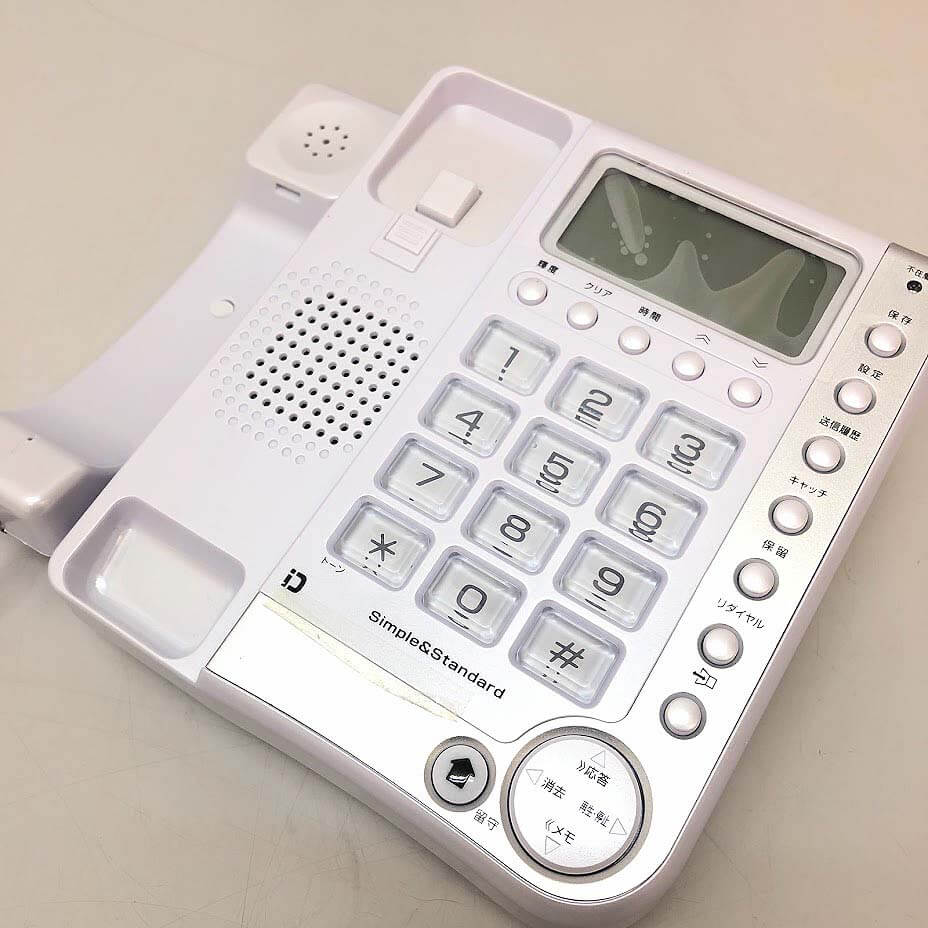 カシムラ シンプルフォン ホワイト 取扱説明書付 元箱付 留守番電話 電話機 白 ナンバーディスプレイ対応