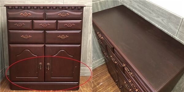 キャビネット 木製 ダークブラウン 取っ手付き 和風 アンティーク 家具 観音開き タンス 箪笥 和箪笥 - 画像2