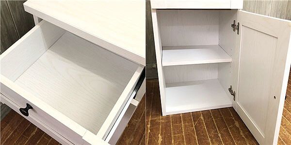 クリックで拡大 デスクワゴン サラ キャスターなし ホワイト 木目調 家具 チェスト サイドチェスト - 画像3