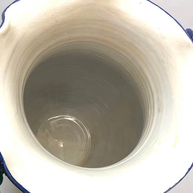 クリックで拡大 陶器製 壺 両手付き 高さ44cm 花模様 水がめ型 花瓶 傘立て 壺 フラワーベース - 画像3