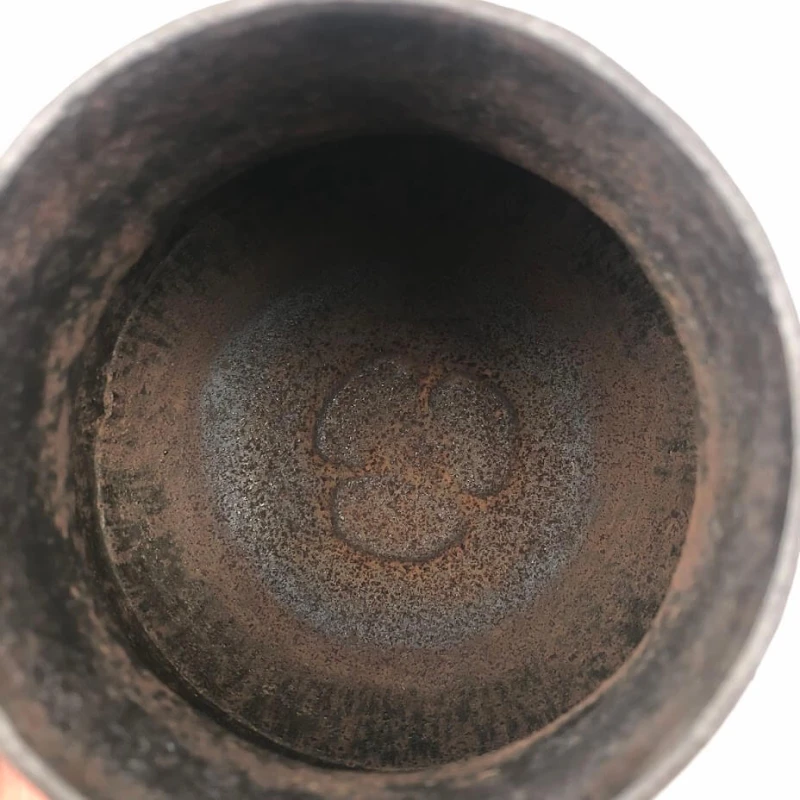 鶴首釜 風炉釜 真鍮蓋付き 茶道具 茶釜 小釜 鉄釜 釜鐶付き 鉄器 細身の釜 釣り釜 金属工芸