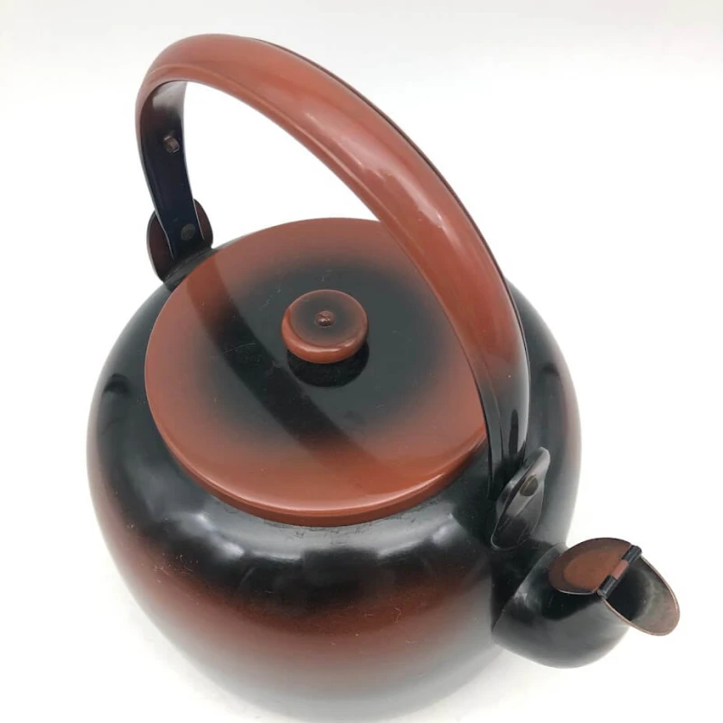 クリックで拡大 腰黒薬缶 口蓋付き 水次 水注 茶道具 裏千家用 金属製 やかん - 画像2