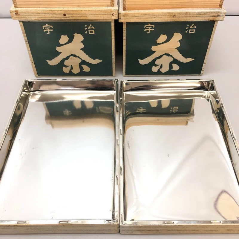 ミニ茶箱 2個セット 小型 収納箱 木箱 保存箱 木製 小物入れ 卓上サイズ 収納 ケース お茶 ブリキ
