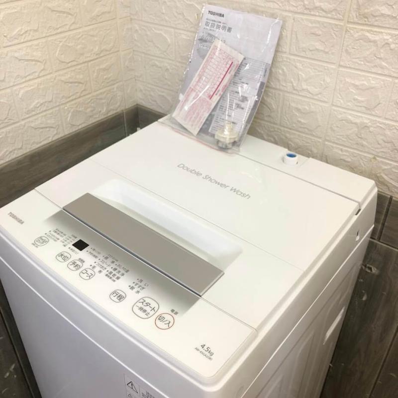 クリックで拡大 東芝 洗濯機 4.5kg ピュアホワイト 取扱説明書付 TOSHIBA 全自動洗濯機 縦型 白 上開き Wシャワー ステンレス槽 最低水位12L - 画像3