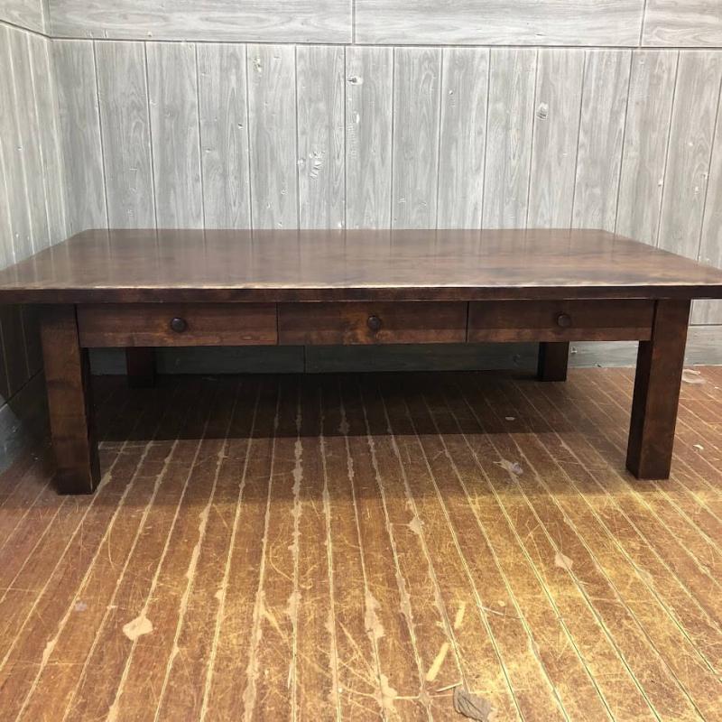 クリックで拡大 華詩夢 座卓 ダークブラウン 130×75cm 引出付き 引出3杯 木製 ローテーブル 長方形 - 画像3
