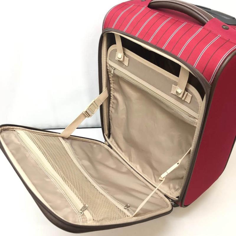 キャリーケース ソフトタイプ 赤系 4輪 ソフトキャリー ジッパー式 小型 レッド スーツケース トラベル 旅行 出張 鞄 かばん バッグ - 画像3