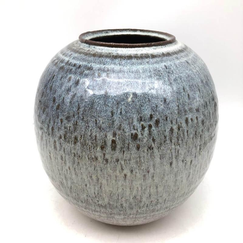 萩焼 椿秀窯 壺 高さ24cm 共箱入り 灰青 陶器製 花瓶 花器 フラワーベース