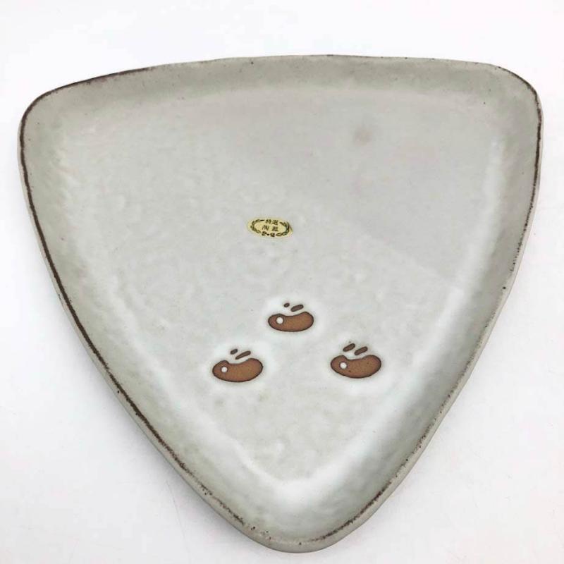 美濃焼 水峰窯 小皿付きカップ5個＆中皿セット 五釉うさぎ 5色 陶器製 湯呑 蓋にもなる小皿付 兎 三角皿 プレート 和食器