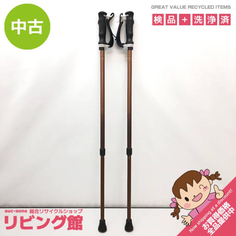 シナノ ウォーキングポール 2本組 ダークブラウン 伸縮可 先端ゴム 身長130～181cm対応 HINANO こげ茶 2本杖 安心杖 歩行支援
