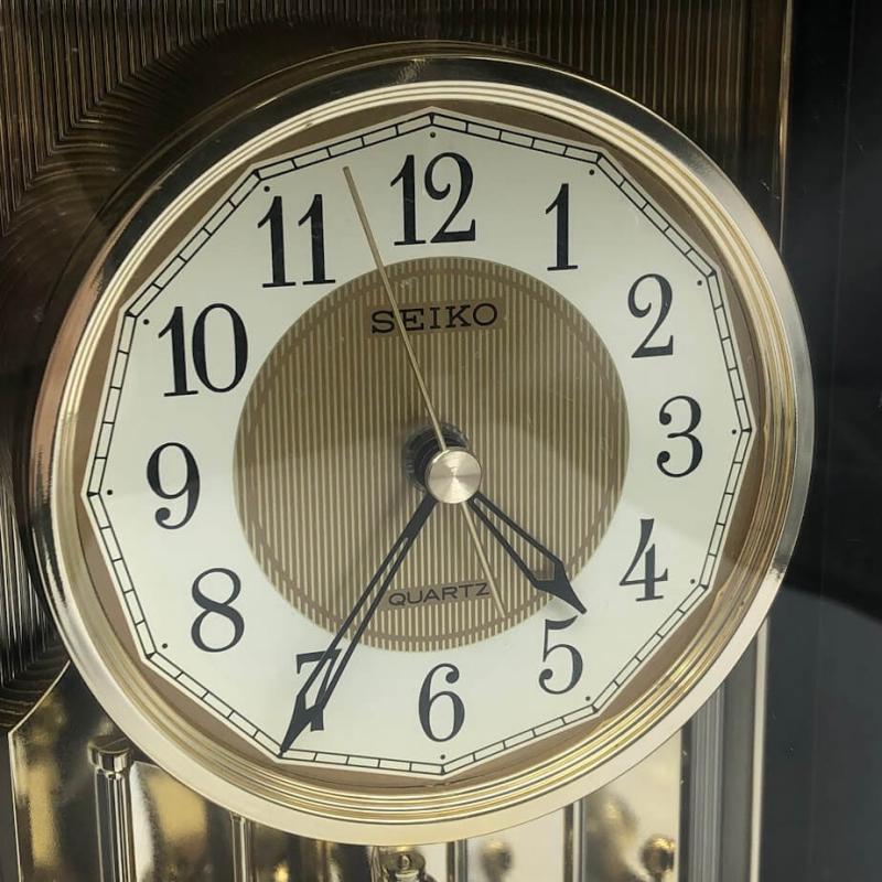 セイコー 置時計 BZ314G ゴールド 高さ30cm SEIKO アナログ時計 回転飾り ステップ秒針 金