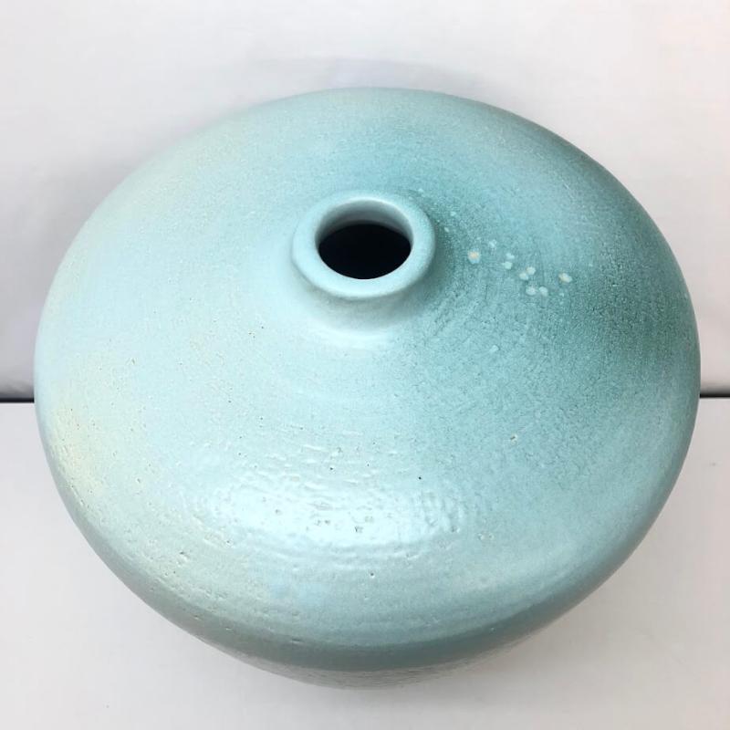 大型 花瓶 ブルー系 高さ57cm 陶器製 和風 花器 フラワーベース 水色 大きめ