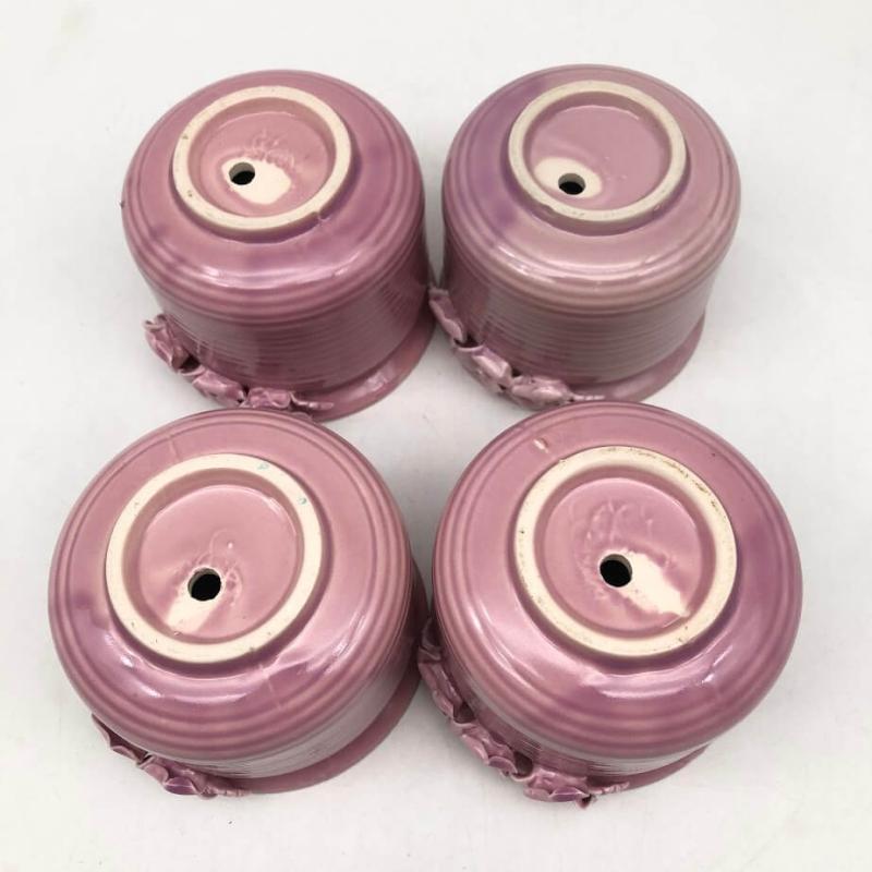 ミニ植木鉢 3号 4個セット ピンク 花飾り付 陶器鉢 直径10cm 丸型 フラワーポット プランター ミニ 小さい鉢 かわいい