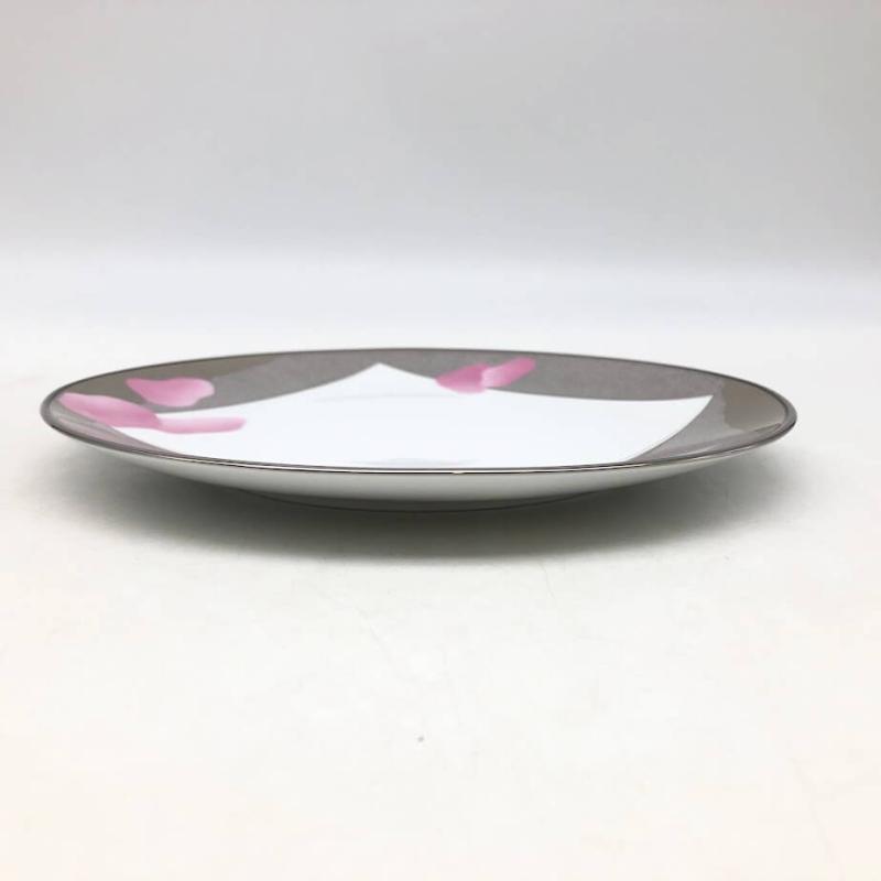 クリックで拡大 乃りたけ ラウンドプレート 23cm 風光 シルバー×ピンク Noritake - 画像3