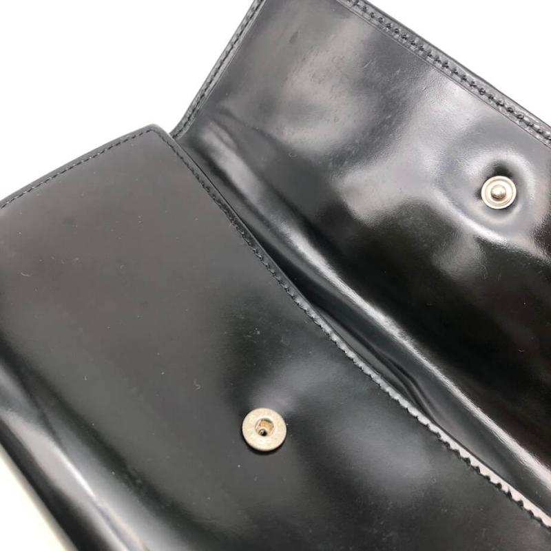 グッチ 長財布 エナメル ブラック 元箱付 GUCCI ホースビット 黒 無地 札入れ カード入れ付き - 画像3