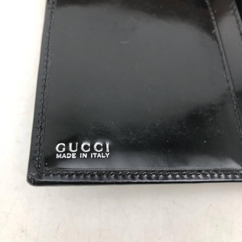 グッチ 長財布 エナメル ブラック 元箱付 GUCCI ホースビット 黒 無地 札入れ カード入れ付き - 画像5