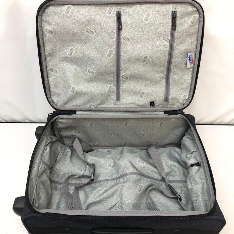 アメリカンツーリスター ソフトキャリーケース 紺 ジッパー式 2輪 南京錠付き 小型 スーツケース ネイビー 旅行バッグ 鞄 キャリーバッグ - 画像3