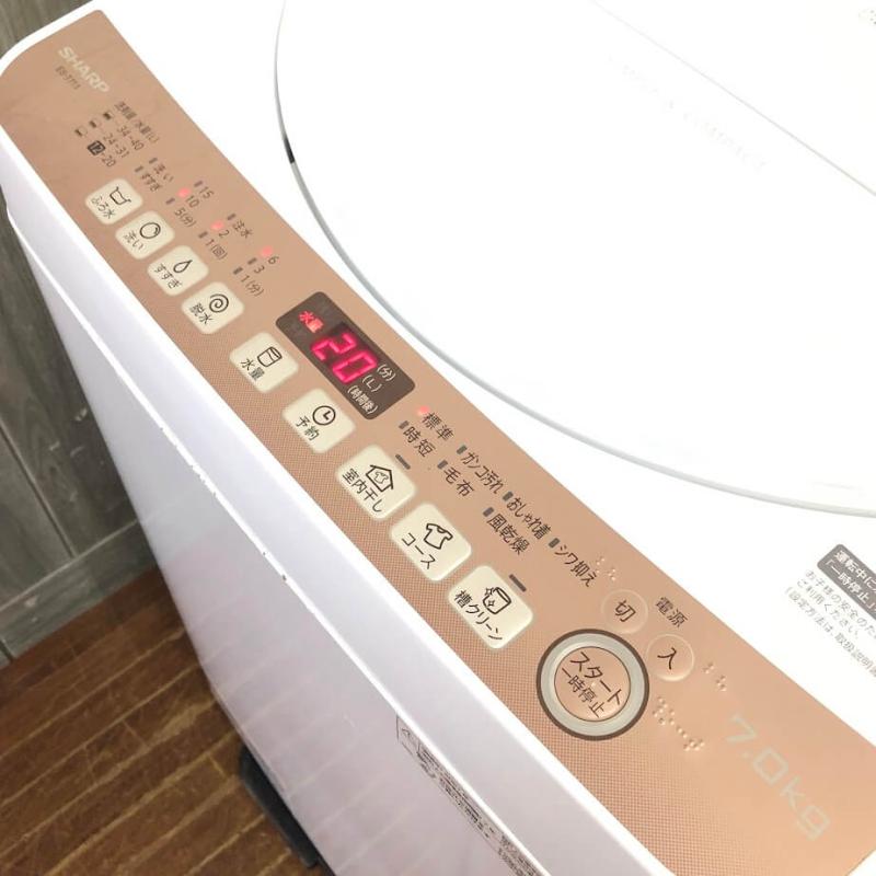 クリックで拡大 シャープ 洗濯機 7kg ホワイト系 お湯取りホース付 SHARP 全自動洗濯機 白 縦型 コンパクト 上開き 穴なし槽 ステンレス槽 - 画像3
