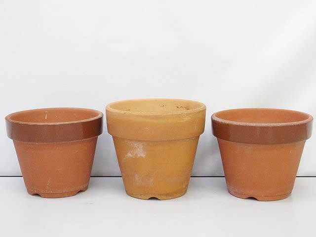 植木鉢　ブラウン　3個セット　5号　陶器製　茶